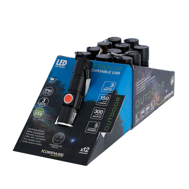 Carregue imagem no visualizador da galeriaLanterna Led Korpass Recarregável USB