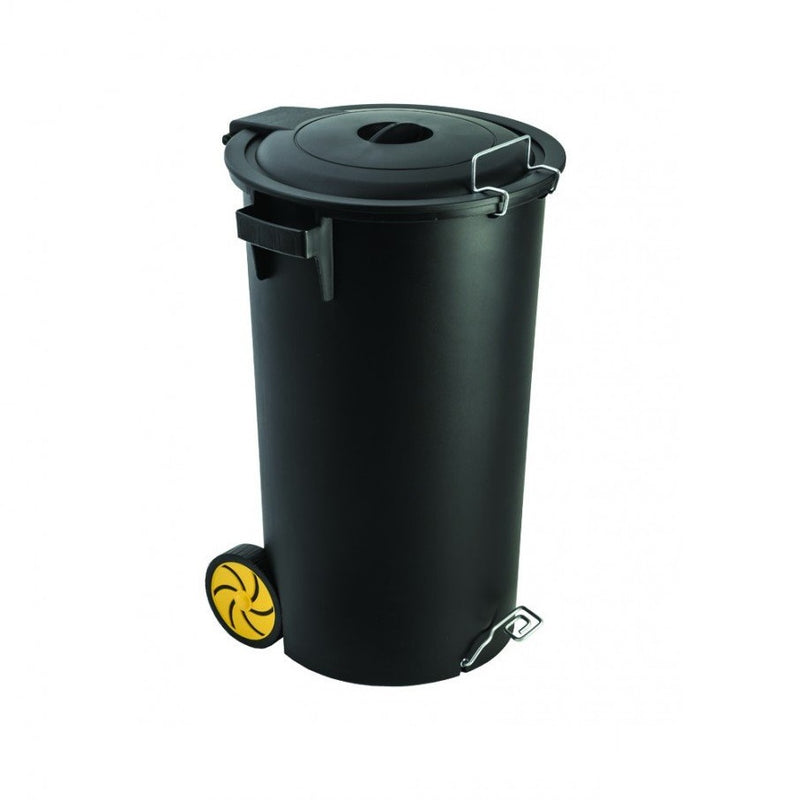 Carregue imagem no visualizador da galeriaBalde do Lixo FAPLANA 80L com Rodas e Pedal Preto | Resistente e Prático | Útil Loja