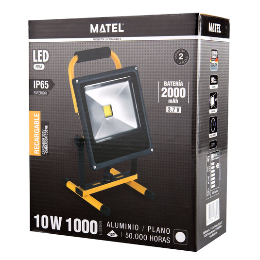 Projetor Led Matel Recarregável 10W IP65 Luz Fria