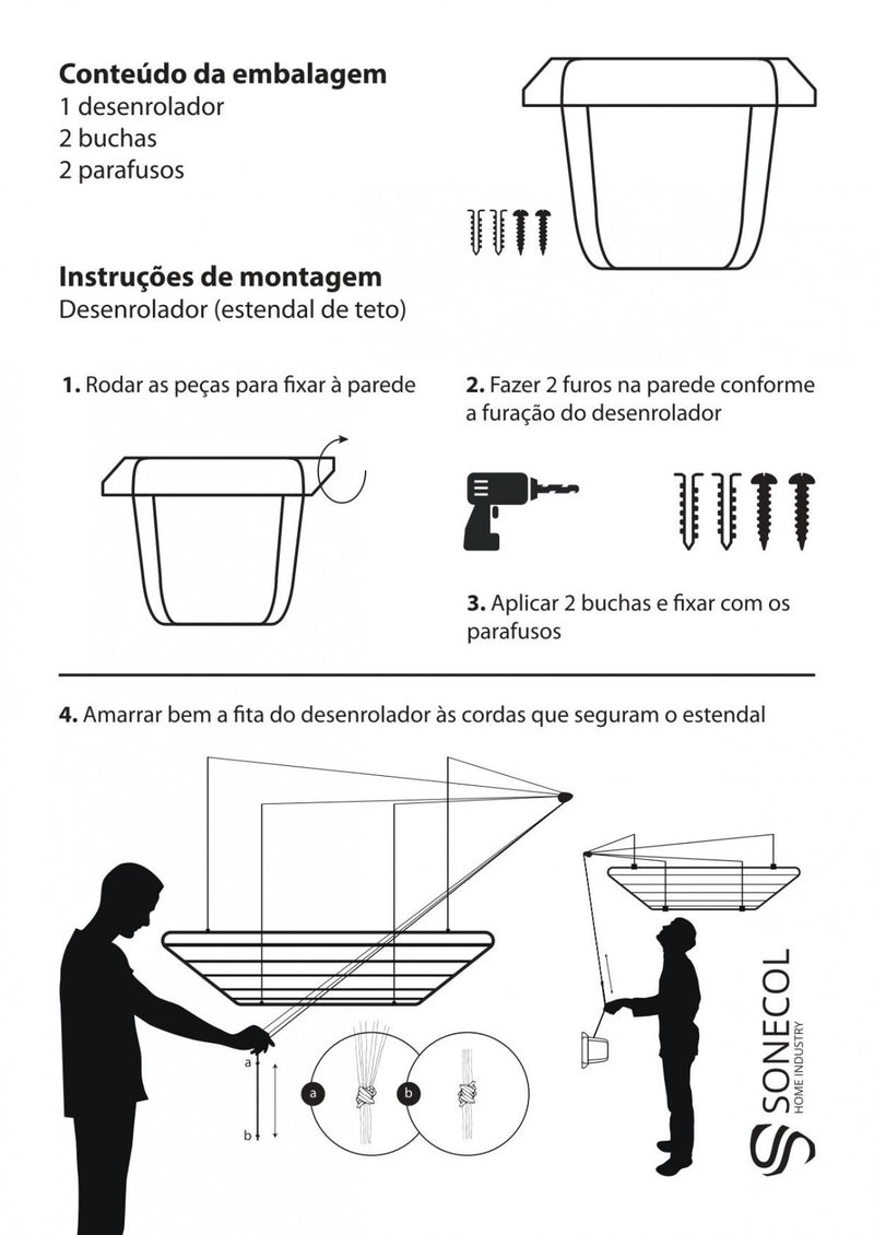 Carregue imagem no visualizador da galeriaInstruções de montagem estendal de teto
