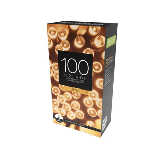 Luzes de Natal 8 Funções 100 Leds 11Mt Luz Led Quente
