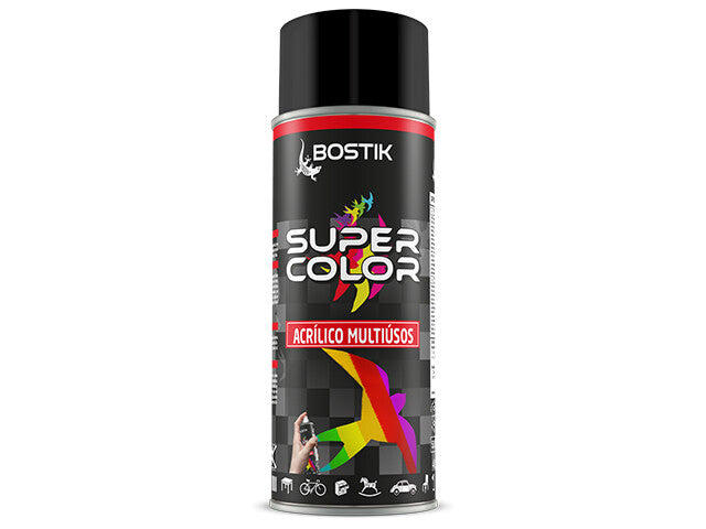 Spray Acrílico Preto Brilhante Bostik Super Color RAL 9005